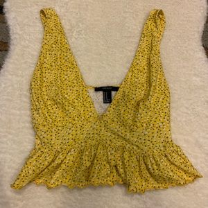 Forever 21 plunge v-neck floral crop top.